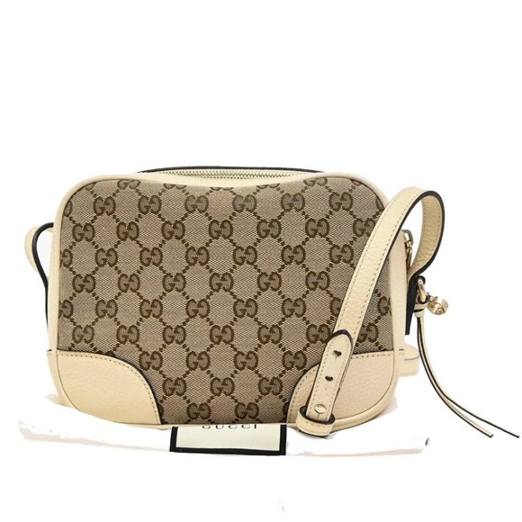 GUCCI GG pattern Crossbody Shoulder Bag Canvas Leather Brown GHW Italy 53EF017 - Picture 1 of 15